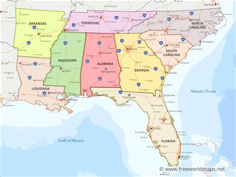 Us Map Southeast States