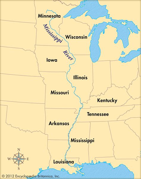 Us Map States Mississippi River