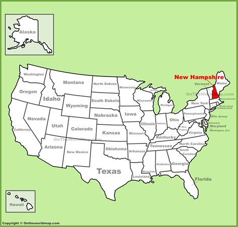 Us Map States New Hampshire