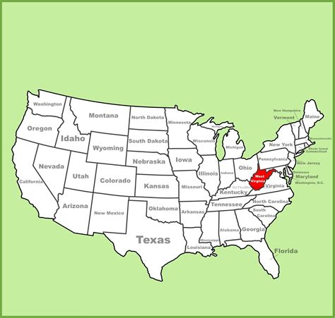 Us Map West Virginia
