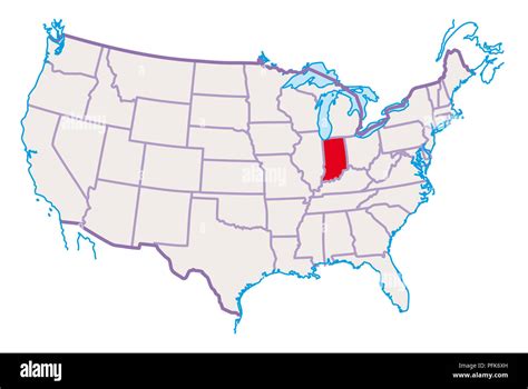 Us Map With Indiana Highlighted