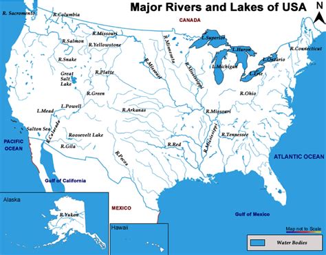 Us Map With Lakes Labeled