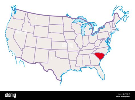 Us Map With South Carolina Highlighted