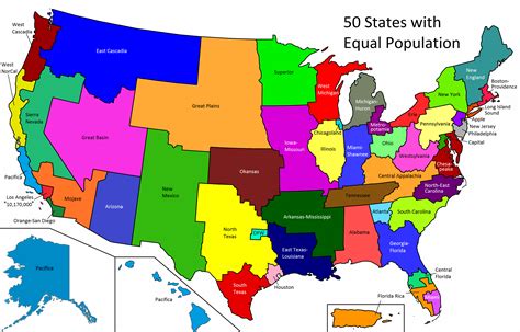 Us Map With States Of Equal Population