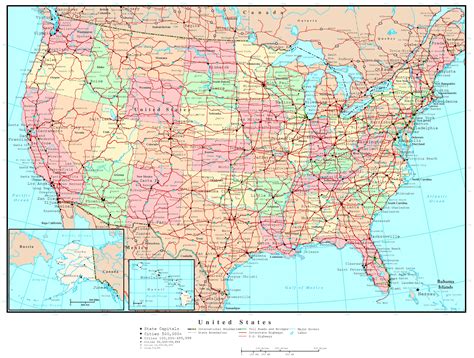 Us Maps With Roads States And Cities