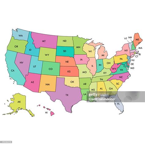 Us States Map With Short Names