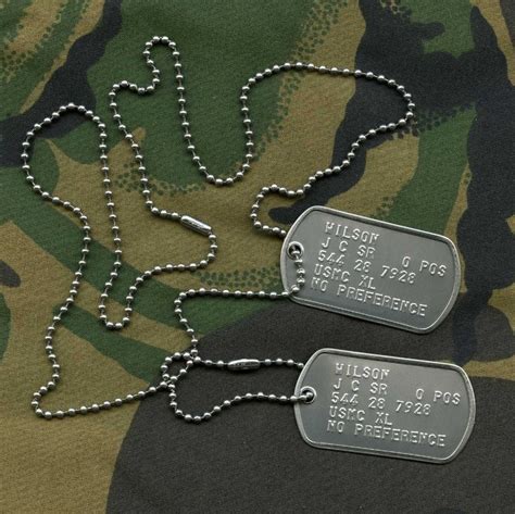 Army Dog Tags Regulation Format Replacement Sets