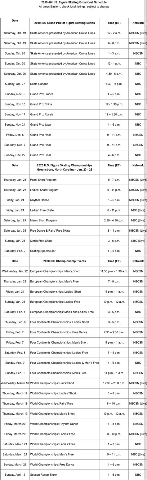 us figure skating television schedule