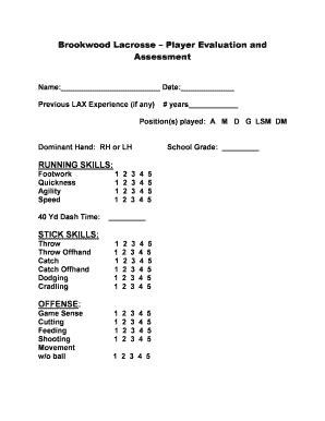 Us Lacrosse Player Evaluation Form