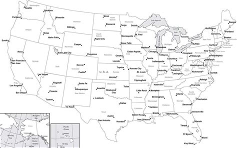 Usa City Map Black And White