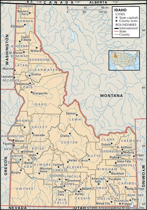 Usa Map Idaho State
