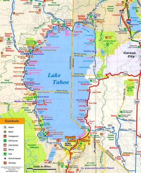 Usa Map Lake Tahoe
