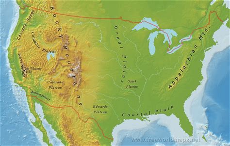 Usa Map Of Mountain Ranges