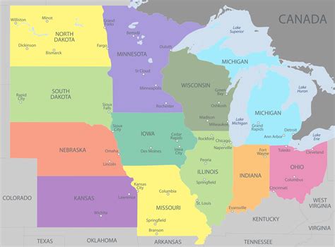 Usa Map Of The Midwest