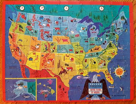 Usa Map Puzzle Vintage