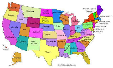 Usa Map With Names Printable