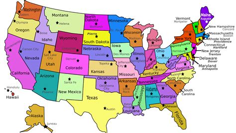 Usa Map With States And Capitals Labeled