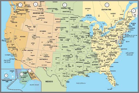 Usa Map With States And Cities With Time Zone