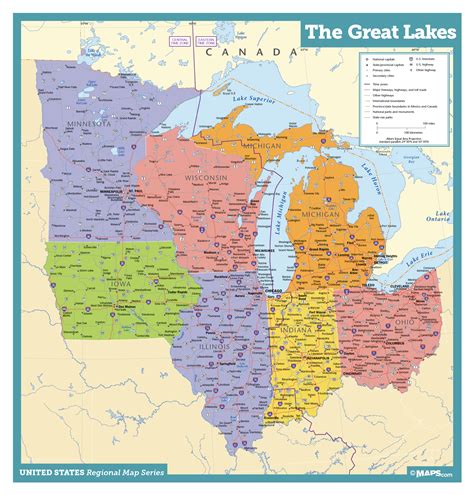 Usa Map With States And Great Lakes