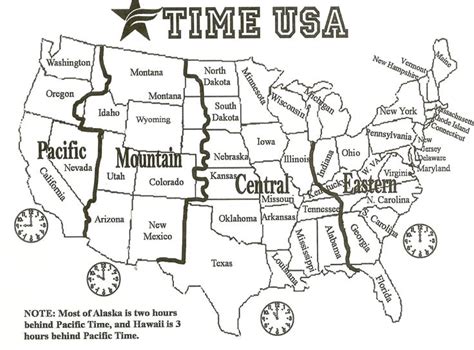 Usa Time Zone Map Black And White