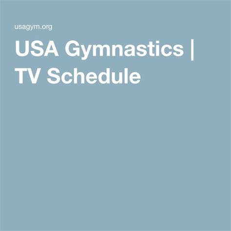 usa gymnastics tv schedule