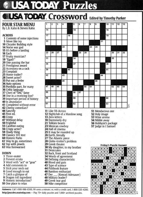 usa today easy crossword puzzle archive