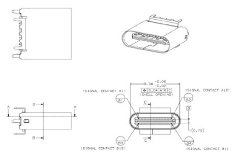 usb type c male dimensions