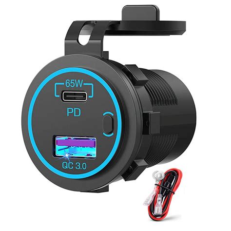 RV USB Outlet, 12 Volt USB Wall Outlet with 18W PD USBC and Quick Charge 3.0 USBA Charger