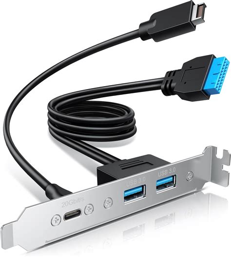 EZDIYFAB 2Port USB3.0 Type A + USB3.1 Type C GEN 25.25 inch Front Panel USB hub [20 pin
