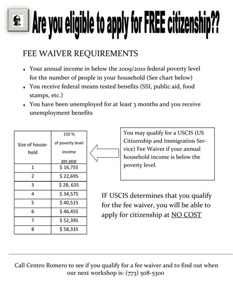 uscis fee waiver income guidelines
