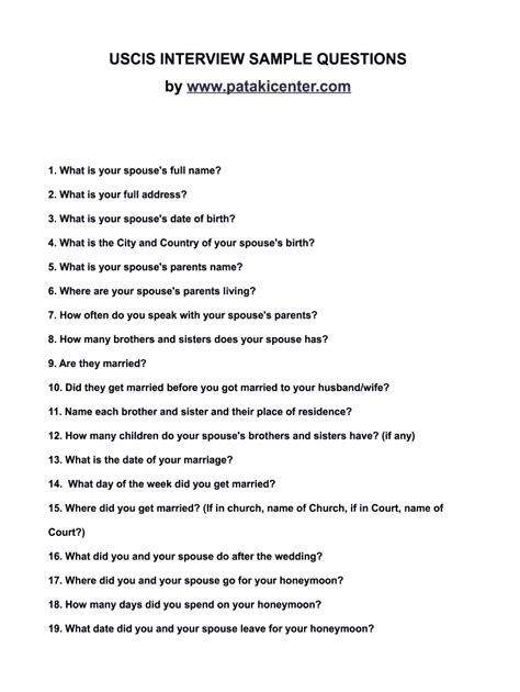Uscis Questions Interview