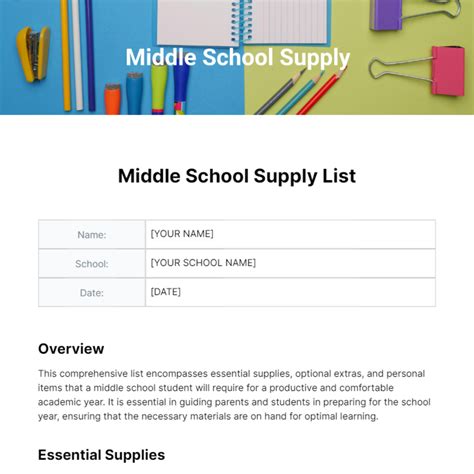 usd259 school supply list
