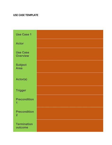 use case format as a user