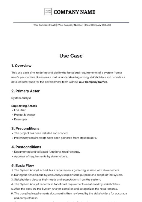 use case requirement document in jira template name