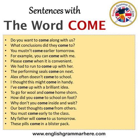 use come in a sentence examples