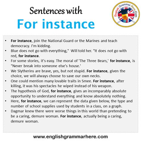 use for instance in a sentence examples