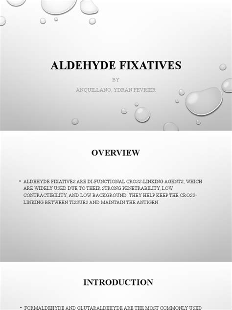 Use Of Aldehyde Fixatives