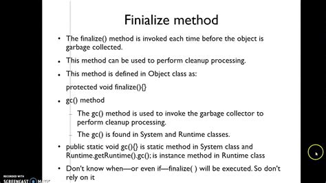 Use Of Finalize Method