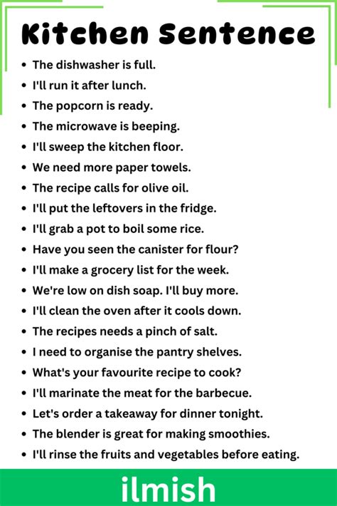 Use Of Kitchen Sentence
