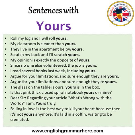 Use Of Sentence Yours