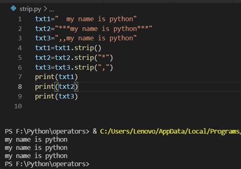 use of strip function in python