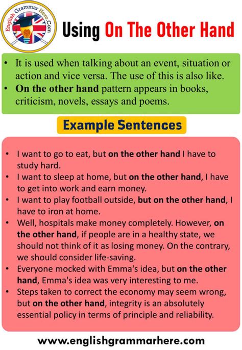 use on the other hand in a sentence examples