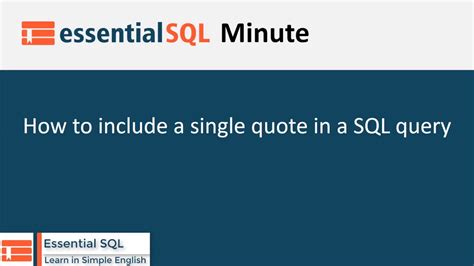 use quotes in sql query