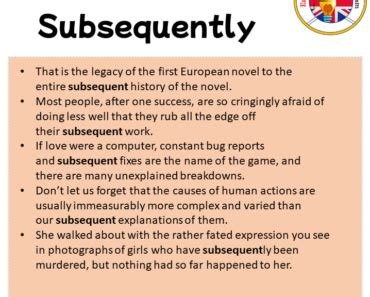 use subsequently in a sentence examples