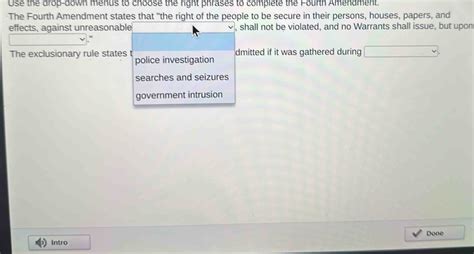 Use The Drop Down Menus To Complete The Statements The Amendment