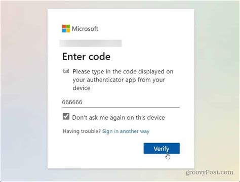 use verification code for microsoft authentication text