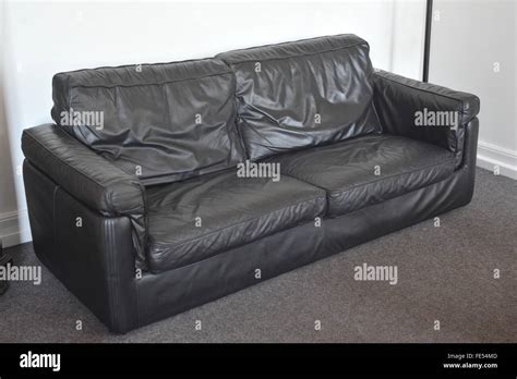 Used Black Leather Sofa