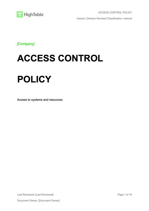 User Access Control Policy Sample