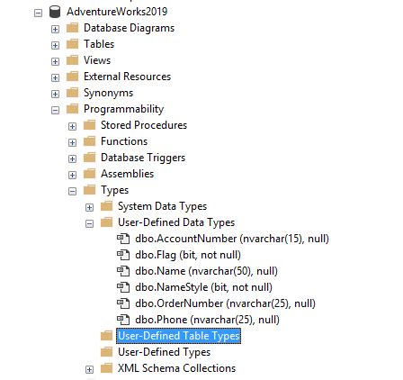 user defined data types in sql server