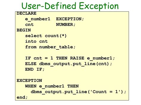 user defined exception in oracle